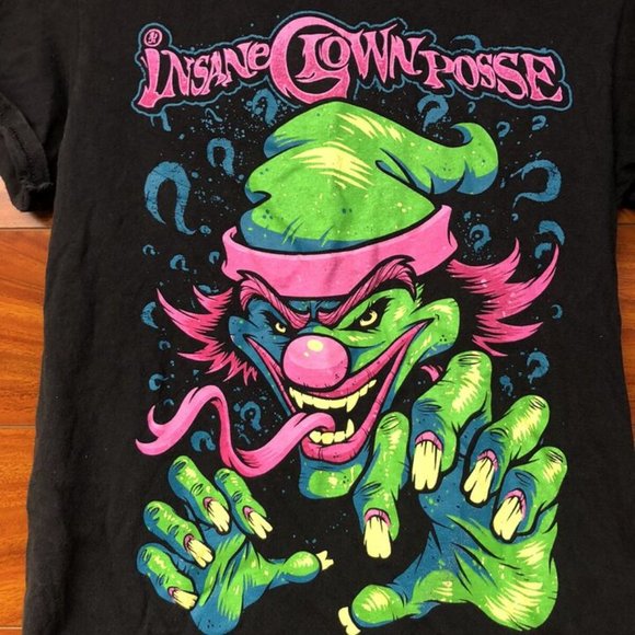 Insane Clown Posse ICP Mens T Shirt S Black NEON Pink Green Hip Hop Horrorcore - Picture 3 of 4